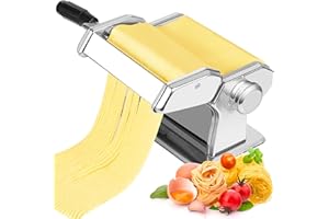 Alyoen Nudelmaschine, Pasta Maker, Aluminiumlegierung Pastamaschine mit 9 Einstellbaren Stärkeeinstellungen und 2 Schneidern, Nudelmaschine Manuell für Nudeln, Spaghetti, Fettuccine, Lasagna