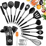 Tonsooze Keukenhulp, set van 14 siliconen kookgerei met anti-aanbaklaag, hittebestendige siliconen spatel, keukengerei met ro