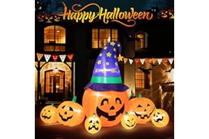 8FT Halloween Aufblasbarer Kürbis,Litake Halloween Deko Aufblasbar Kürbis mit Eingebauter LED und Starkem Gebläse, Terrassen und Garten Dekoration für Draußen