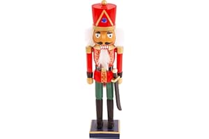 THE CHRISTMAS WORKSHOP Die Weihnachtswerkstatt 81550 Holznussknacker-Soldat / 35 cm hoch/Nussknacker-Weihnachtsdekoration in Rot und Grün