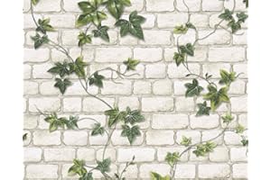 A.S. CRÉATION A.S. Creation Ivy Brick Effect Wallpaper 9804-34 White/Green