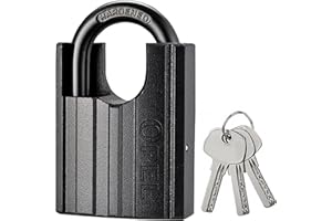 YANKUIRUI Wytrzymała kłódka z 3 kluczami, pojemnik magazynowy, garaż, migawka, zamek łańcuchowy, kłódki do szopy (40 mm)