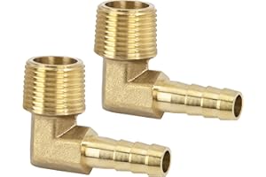 JESUSTREE Connector de Manguera de Lengüeta, Codo de 90 Grados Acople de Latón, 2 PCS 8 mm 3/8" con Púas a Macho, Adaptador de Tubo de Manguera de Codo Accesorios para Agua, Gas, Aceite