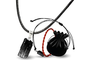 HAND-PRO Collar Turmalina (+Pulsera Turmalina) Turmalina negra Natural Colgante Turmalina Piedra natural azabache