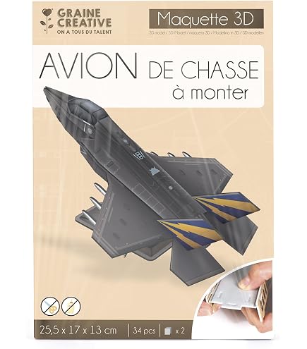 Graine Créative 3D-Modell Flugzeugträger Zum Selberbauen – 99 Teile, Aus Karton, 63,5x18x13 Cm