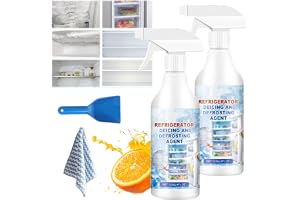 Avfrostningsspray för kyl och frys, avfrostningssprej, kraftfull kylavfrostningssprej, avfrostningsspray för frys, frys avfrostningsspray och rengöring för att ta bort is snabbt (2 st)
