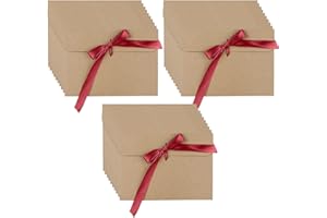30 pezzi Busta Kraft, Ambesty Retrò Busta Kraft Riciclata di Retro Carta Fatti a Mano in stile Vintage per Inviti, Cartoline, Matrimonio, Compleanno, Natale, Ringraziamento (Nastro rosso)