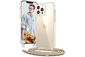 Vaykwo Handykette für Apple iPhone 12 Pro Max Hülle mit BandHülle mit Band - Necklace Handyhülle - Transparente Case zum Umhängen mit Kameraschutz und Bildschirmschutz - Golden