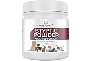 Perpetual Bliss Styptic Powder (Large 60g Tub) For Dog, Cat, Other Pets. Helps Stop Bleeding On Paws From Dog Nails Clippers, Dog Nail Grinders When Grooming. Essential Part Of Pet First Aid Kit