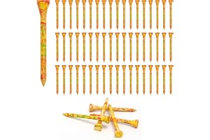 POXIAOER Golfpeggar, 60-pack bambubolpegar 70 mm, 7 cm, 2-3/4 tum golftröja biologiskt nedbrytbara hållbara golftillbehör, böjd topp låg friktionsmotstånd