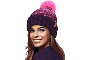 RockJock STORMACTIVE 100% Waterproof Ladies Unisex Chunky Ombre Warm Winter Teddy Fleece Lined Knitted Pompom Beanie Hat