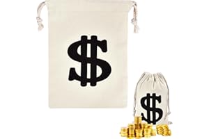 PPGGOPP Geldbeutel mit Dollarzeichen, Tasche mit Dollarzeichen 17 x 25 CM, Bankräuber Geldsack, Dieb Accessoires Set, Geldsack mit Dollarzeichen für Bühnenauftritte, Schatzsuchen, Rollenspiele