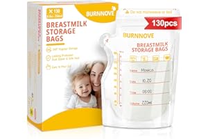BURNNOVE Muttermilchbeutel 130 Stück Muttermilch Aufbewahrung Bags 250ml BPA-frei Doppelreißverschluss Auslaufsichere Milchbeutel Verdickt Geruchlos Vorsterilisiert Einfrierbar Platzsparend