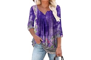 CHICZONE Women V Neck Tops Casual Tunic Tops Buttons Up Shirts Blouse for Leggings