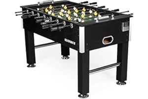 Buckshot Kickertisch 141x77x89 cm - Schwarz Tischfussball mit 2 Bälle - MDF Kabinett - Tischfußball 5ft mit Justierbare Füße und Starke hohlstangen - Tischkicker 60kg