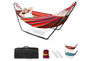SANHESHUN Hammock with Stand，Hammocks Outdoor with Stand,Garden Hammock with Stand，Camping Garden Chairs Indoor Single Hammock with Metal Frame with Portable Carrying Bag and Accessories