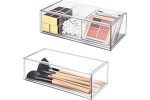 Zofory Make up Organizer 2 set, Kosmetik Organizer, Make up Schminkaufbewahrung mit Schubladen Transparent, Skincare Organizer für Badezimmer, Schlafzimmer Desktop Make-up Lagerung