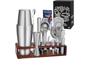 Sosayet 825ml Boston Shaker Cocktail Set Kit Barman con Supporto e Libro da Cocktail - Set Cocktail Professionale in Acciaio Inossidabile per Regalo Uomo