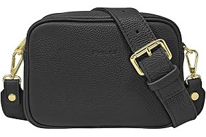 Parubi Sac à Bandoulière pour Femme, Sacs en Cuir Véritable Casual Made in Italy, Pochette Camera Bag, Petit Sac à Main Clutch Bandoulière Élégante pour Femme et Fille, Ginevra