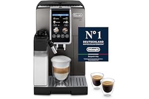 ‎DE'LONGHI De'Longhi Dinamica Plus ECAM380.95.TB, Kaffeevollautomat mit LatteCrema Milchsystem, One-Touch-Cappuccino, mit 24 Rezepten, 3,5-Zoll TFT-Farbdisplay, 1450W, Titan/Schwarz