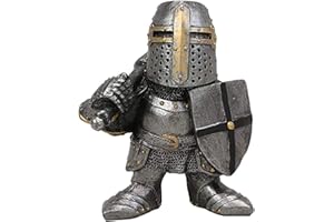 Lrxinki Knight Statue Ornaments, Resin Medieval Knight Armor Garden Sculpture, Gothic Temple Guard Figurine for Protecting Your Garden (D)