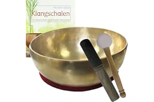 NATURHEILMITTEL HEILSTEINE METHUSALEM GMBH NEU-ULM Klangschale KEHLKOPFSCHALE Therapie-Qualität 4-teiliges Klangmassage-Set + BUCH von Peter Hess. Therapieklangschale ca. 700-800g ca. 15-16 cm mit Kissen, Holz-Leder-Klöppel. 70055