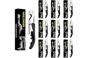 VAVAVIA Cavatappi, Apribottiglie Vino,3 in 1 Cavatappi+Lama Corta Capsule+ Apribottiglie,Cavatappi a Leva Acciaio Inox (5, Nero)