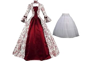 SUJINXIU Vestido Victoriano Rojo para Mujer Vestido de Baile Vestido gótico Medieval de Mujer Vestido gótico renacentista con Manga Acampanada Vestido de Baile rococó para Fiesta de Carnaval de Halloween