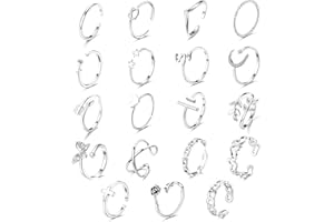 JeryWe 20PCS Adjustable Rings Set for Women Cute Simple Butterfly Plated Knot Arrow Heart Hug Finger Rings Stackable Thumb Open Rings Set for Teen Girls Plus Size