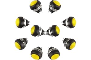 Larcele 10x12mm Pulsante Impermeabile Mini Rotonda Momentaneo Ritorno Automatico DIY Bottone ANKG-01(Giallo)