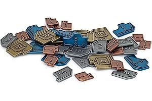 Stonemaier Games: Pièces de science-fiction en métal (Vantage) | Pièces de science-fiction pour améliorer votre jeu | 45 pièces métalliques – 1 $ (x18), 2 $ (x12), 5 $ (x9) et 10 $ (x6) pièces en