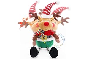 Aceshop Jouet de Noël Qui Danse et Chante, Peluche de Noël avec Musique Wiggle Enregistrement Peluche de Noël Musicale de Noël Électronique Peluche Interactive pour Enfants Cadeau Décoration de Noël
