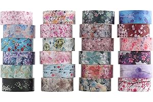 LGEGE 24 rouleaux de ruban Washi Tape floral, 15mm de large, motif de fleurs colorées, ruban japonais de masquage décoratif pour Scrapbook, Bullet Journal, emballage cadeau, bricolage (2m)