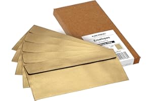 ‎EMERSON Emerson Briefumschläge bunte postkarten blanko DIN lang (25 Stück) Kuvert, blanko karten zum selbstgestalten, Grußkarten ohne Fenster, Grußkarten, Hochzeitseinladungskarten- 130g 220x110 mm - Gold
