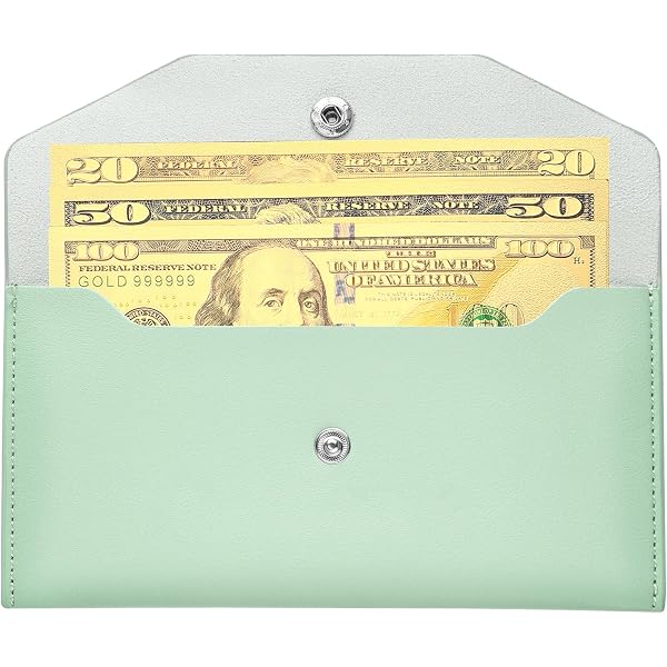CREATCABIN Hellgrüne Umschlag-Geldbörse Aus PU-Leder – 9.7x17.5 Cm, Wasserdicht, Schlank & Organisiert