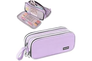 COLOCASTLE Federmäppchen Mäppchen Federmappe groß mit 3 Fächern Federtasche Mädchen Jungen Teenager Pencil Case Schlamppermäppchen für Schule Büro (Lila)