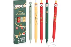 GLAITC 4 szt. długopisów bożonarodzeniowych, szybkoschnące pisaki atramentowe, chowane czarne długopisy 0,42 mm, świąteczne długopisy kulkowe, nowatorski długopis do pisania, wypełniacz torby