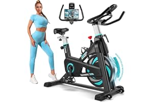 Riksion Heimtrainer Fahrrad mit Magnetwiderstand, Indoor Fitnessbike Hometrainer, Spinning Bike Indoor bis 160 kg belastbar, Schwere Schwungmasse und Ergonomisches Sitzpolster Grün/Blau