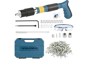 KEDIFOAI Pistola de clavos manual con 110 clavos redondos, pistola de clavos de pistola portátil, pistola de uñas ajustable para pistola de clavos de acero pistola para uñas pistola (Blue)