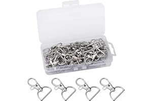 YOICN LTH 40 Piezas Plata Llavero Giratorio, Giratorio de 360 Grados Gancho de Mosquetones, ganchos para llavero con anillo en D para bolsas, clips de cordón, cadenas para cachorros, Accesorios para Ganchos