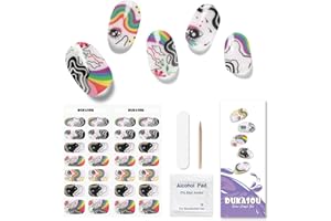 DUKASOU Tiras de Gel Semiendurecido Para Uñas, 28 Uñas de Gel Pegatinas Gelled Nails Pegatinas Kit Calidad de Salón de Belleza Tiras de Esmalte de Uñas Duraderas Para Mujeres y Niñas