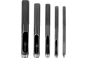 Gurxi Sacabocados Agujeros Cinturon Remachadora Ojales Punzones de Agujero de Acero Redondo Perforadora Cuero para cuero, correa de reloj, cinturón de sello, zapato, tela, ropa de lona, ​​ojal 5PCS