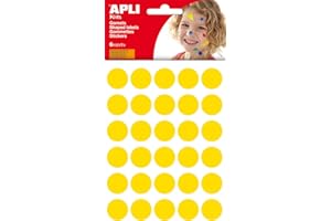 APLI Kids 13227- Bolsa de gomets redondos 20 mm, color amarillo, 6 hojas