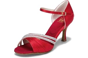 JIAJIA 20524 Latin Women's Sandals 2.7'' Flared Heel Super Satin Dance Shoes