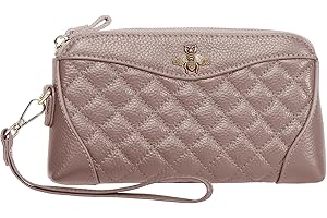 HUA ANGEL Long Portefeuille Clutch Femme pour Téléphone Portable avec Compartiment Cartes et Porte-monnaie Passeport Sac Pochette de Poignet avec Dragonne pour Mariage et Dîner