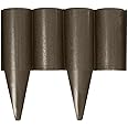 Brown Lawn Edging Border Palisade - 2.5 metres / 8.2 ft Long - Garden Fencing with Wood Log Texture and Ground Stakes for Landscaping, Flower Beds, Patio, Lawn, Pavement Edge