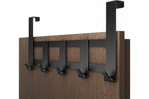 Menz Appendiabiti da porta, 5 ganci, nero, da appendere, estremamente resistente - appendini da porta, ganci appendiabiti da porta, appendi abiti per porte