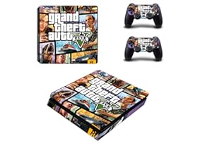 SUPREME SKINZ Compatible avec PlayStation 4 Slim GTA 5, autocollant, façade – Console et 2 manettes – Coque de protection pour PS4 Slim