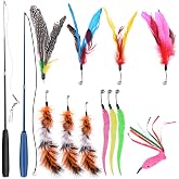 GOLDGE Cat Toys 13Pcs, Interactive Cat Toy, Cat Stuff | Cat Games Accessories, Cat Toys, with Feathers, Mice, Ball, Pillow an