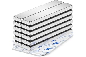 VNDUEEY Strong Magnets, 12 Pack Neodymium Rare Earth Magnets with Adhesive Backing, Heavy Duty Magnet Bars for DIY, Whiteboard, Kitchen, Office, Cabinet, Craft Projects, Fridge (Silver, 60x10x3mm)